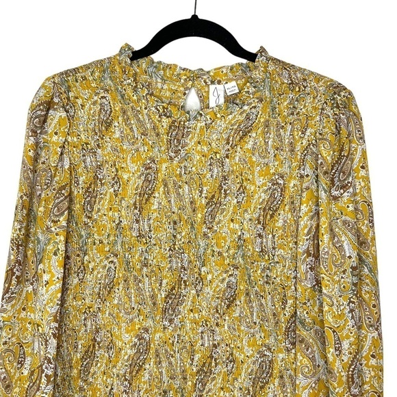 ANTHROPOLOGIE Joie Yellow Paisley Smocked Long Sleeve Blouse - Picture 2 of 10